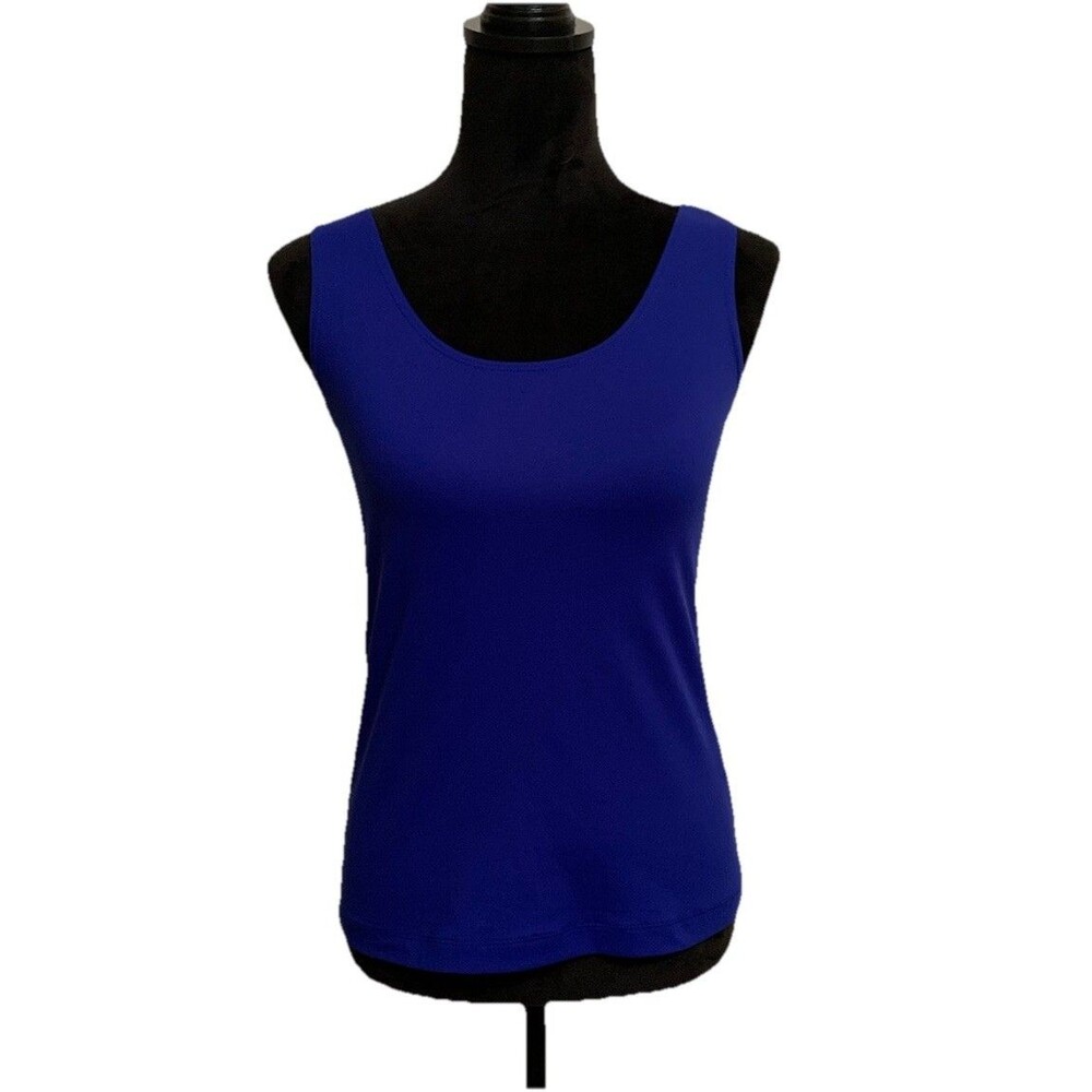 Chicos Size 0 Womens Small Top Tank Blue Stretch Layering Shell